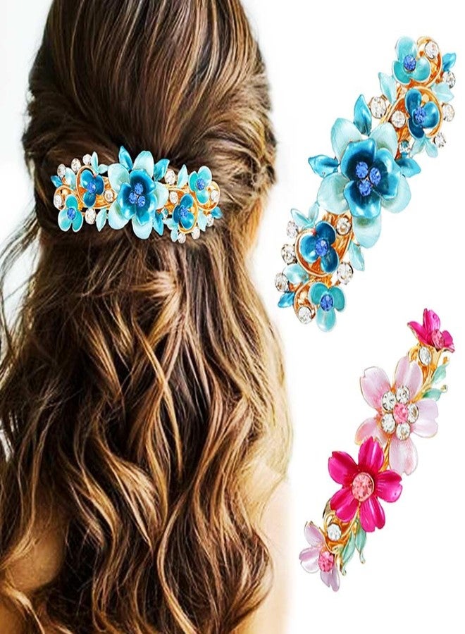 جورايس مشابك شعر زرقاء مرصعة بأحجار الراين من GORAIS، إكسسوارات شعر للنساء (عبوة من قطعتين) - Image 2